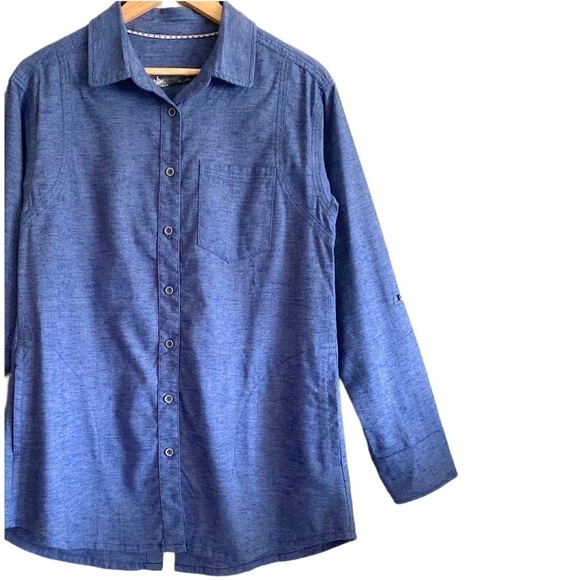 PRANA Hemp Blend Preppy Minimalist Sustainable Button Down Aster Tunic Sz S NWT - Picture 6 of 12